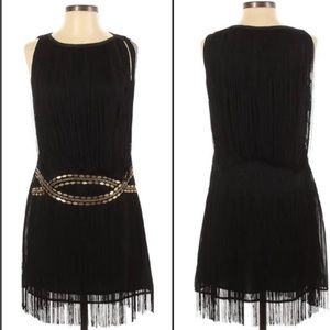 Fringe and beaded drop waist dress